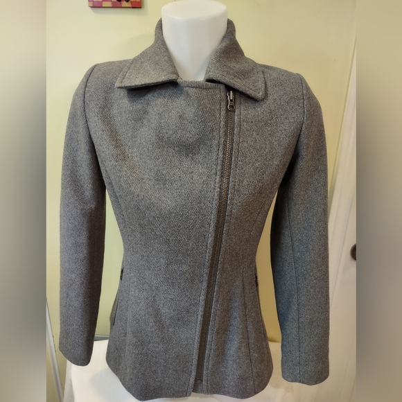 Kristen Blake, Wool blend, Gray, Size Small, Zip up, Pea Coat - Picture 3 of 16